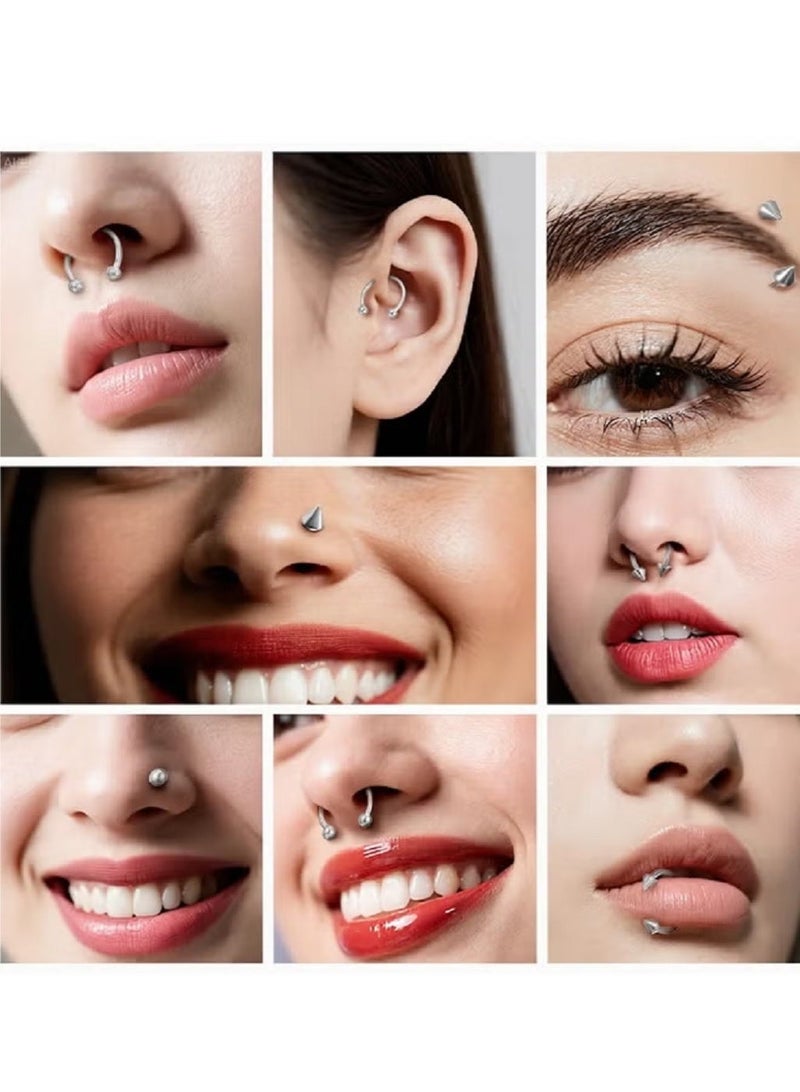 15-Piece Different Body Piercing Jewelry for All Piercings Stainless Steel Ring Set - Image 3